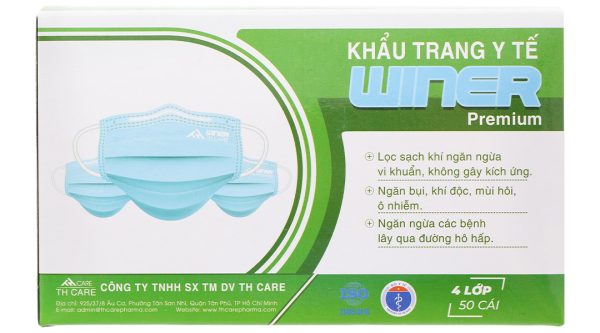 Khẩu trang y tế Winer 4 lớp màu xanh hộp 50 cái