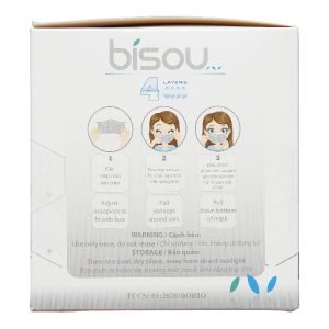 Khẩu trang y tế Bísou 4 lớp màu xám hộp 50 cái
