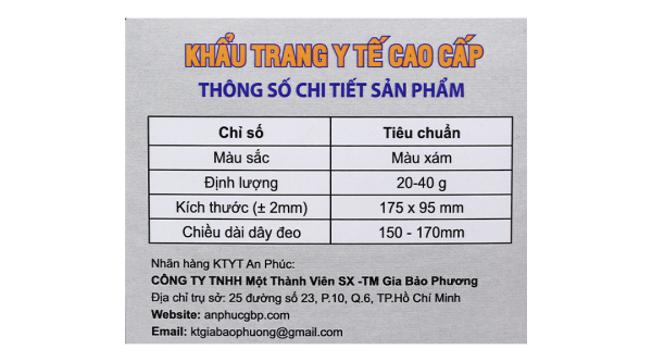 Khẩu trang y tế An Phúc Model Pro Care 4 lớp màu xám hộp 50 cái