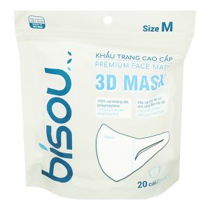 Khẩu trang y tế Bísou 3D Mask màu trắng size M gói 20 cái