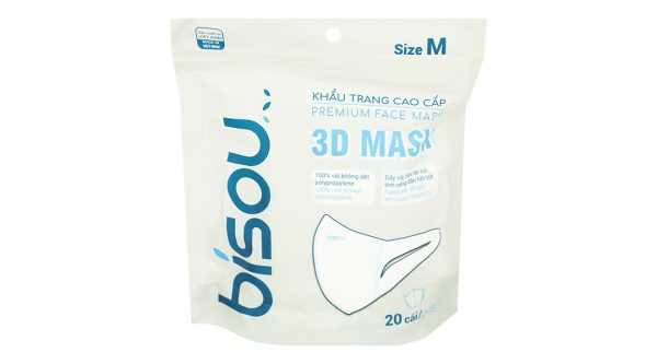 Khẩu trang y tế Bísou 3D Mask màu trắng size M gói 20 cái