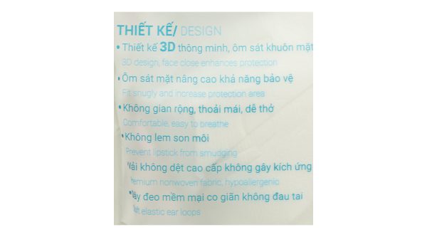 Khẩu trang y tế Bísou 3D Mask màu trắng size M gói 20 cái