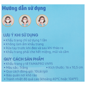 Khẩu trang y tế Famapro VN95 4 lớp màu trắng hộp 10 cái