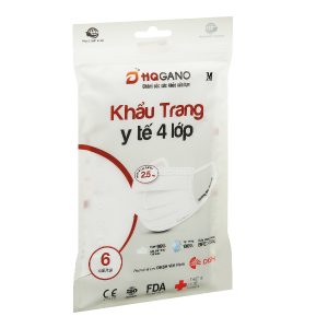 Khẩu trang y tế HQ Gano 4 lớp màu trắng gói 6 cái
