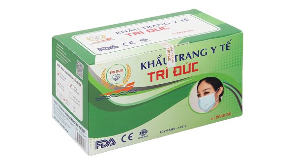 Khẩu trang y tế Trí Đức 4 lớp màu xanh hộp 50 cái