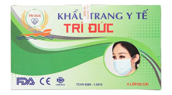 Khẩu trang y tế Trí Đức 4 lớp màu xanh hộp 50 cái