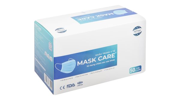 Khẩu trang y tế Mask Care 4 lớp màu xanh hộp 50 cái