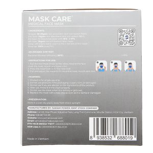 Khẩu trang y tế Mask Care 4 lớp màu xám hộp 50 cái