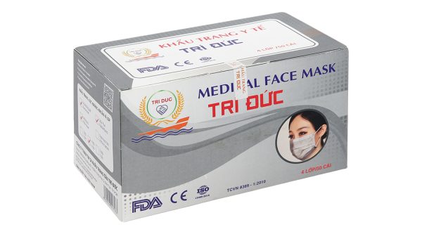 Khẩu trang y tế Trí Đức 4 lớp màu xám hộp 50 cái