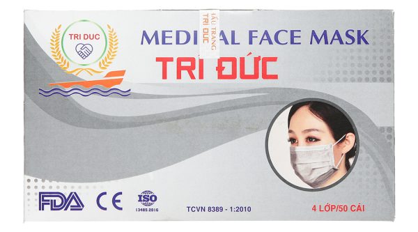 Khẩu trang y tế Trí Đức 4 lớp màu xám hộp 50 cái