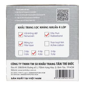 Khẩu trang y tế Trí Đức 4 lớp màu xám hộp 50 cái