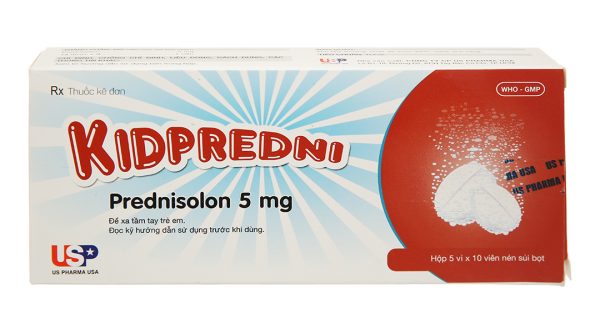 Viên sủi Kidpredni 5mg hỗ trợ kháng viêm, ức chế miễn dịch (5 vỉ x 10 viên)