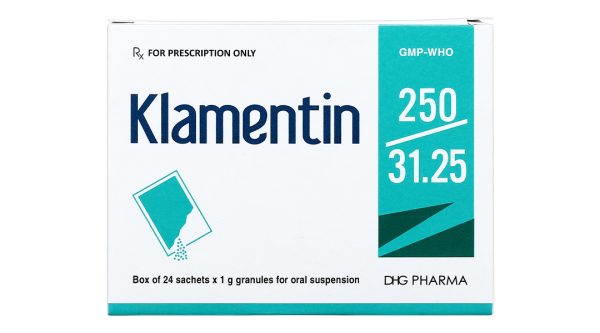 Cốm pha hỗn dịch uống Klamentin 250/31.25 trị nhiễm khuẩn (24 gói x 1g)