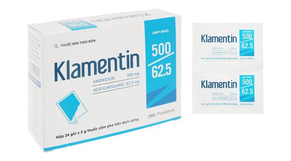 Cốm pha hỗn dịch uống Klamentin 500/62.5 trị nhiễm khuẩn (24 gói x 2g)