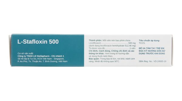 L-Stafloxin 500 trị nhiễm khuẩn nhẹ hoặc trung bình (2 vỉ x 7 viên)