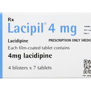 Lacipil 4mg trị tăng huyết áp đơn trị liệu hoặc kết hợp (4 vỉ x 7 viên)