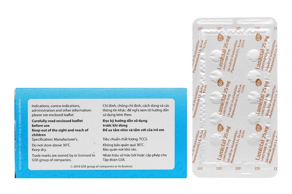 Lamictal 25mg trị động kinh, rối loạn lưỡng cực (3 vỉ x 10 viên)