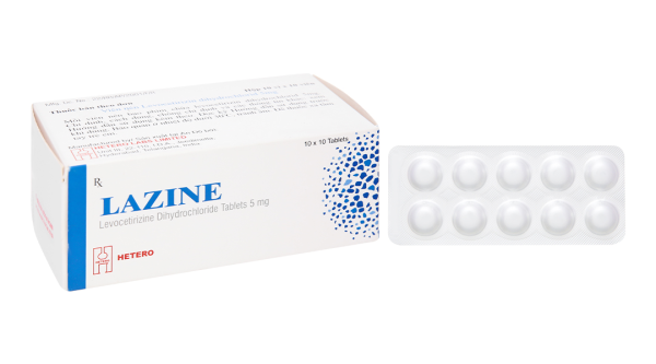 Lazine 5mg trị viêm mũi dị ứng, mề đay (10 vỉ x 10 viên)