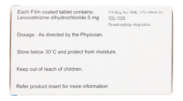 Lazine 5mg trị viêm mũi dị ứng, mề đay (10 vỉ x 10 viên)