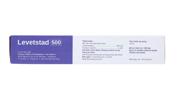 Levetstad 500 trị động kinh (3 vỉ x 10 viên)