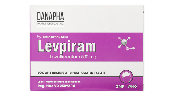 Levpiram 500mg điều trị động kinh (5 vỉ x 10 viên)