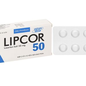 Lipcor 50 trị tăng huyết áp, suy tim mạn tính (3 vỉ x 10 viên)