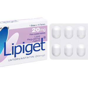 Lipiget 20mg  giúp làm giảm cholesterol toàn phần (1 vỉ x 10 viên)