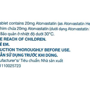 Lipitor 20mg trị rối loạn mỡ máu (3 vỉ x 10 viên)