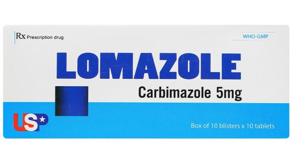 Lomazole 5mg trị cường giáp, xạ trị iod (10 vỉ x 10 viên)