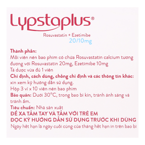 Lypstaplus 20/10mg điều trị tăng cholesterol máu nguyên phát (3 vỉ x 10 viên)