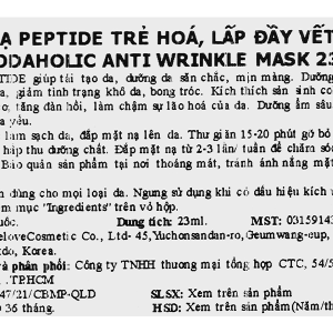 Mặt nạ Foodaholic Peptide Anti Wrinkle trẻ hóa, lấp đầy nếp nhăn miếng 23ml
