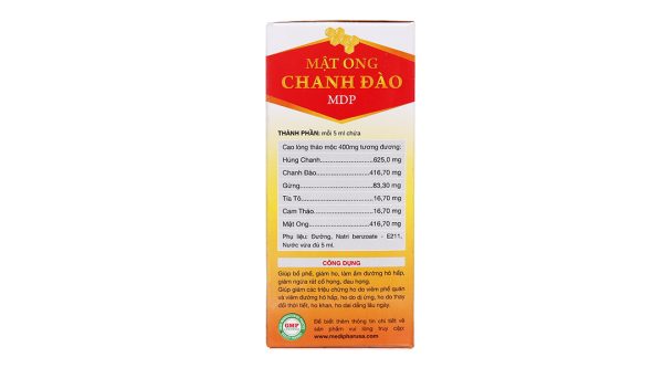 Siro Mật Ong Chanh Đào MDP hỗ trợ giảm ho, bổ phổi chai 120ml