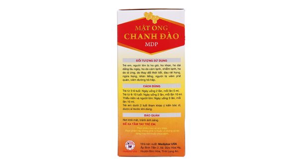 Siro Mật Ong Chanh Đào MDP hỗ trợ giảm ho, bổ phổi chai 120ml