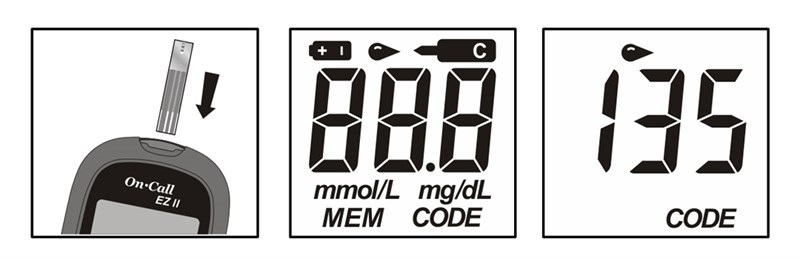 Lắp que thử Máy đo đường huyết On Call EZ II