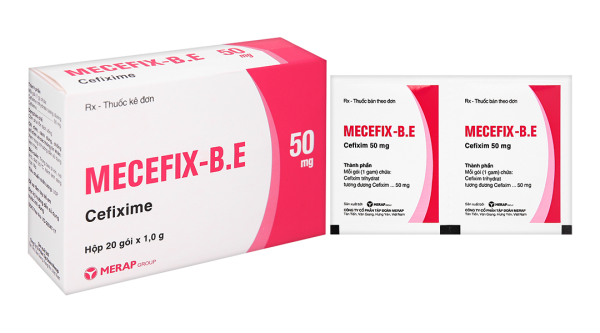 Cốm pha hỗn dịch uống Mecefix - B.E 50mg trị nhiễm khuẩn (20 gói x 1,0g)