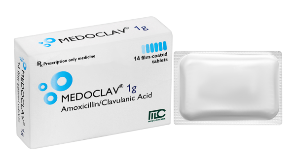 Medoclav 1g trị ngắn hạn các trường hợp nhiễm khuẩn (2 vỉ x 7 viên)