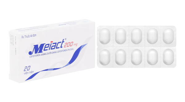 Meiact 200mg trị trị viêm amidan, viêm họng (2 vỉ x 10 viên)