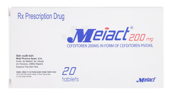 Meiact 200mg trị trị viêm amidan, viêm họng (2 vỉ x 10 viên)