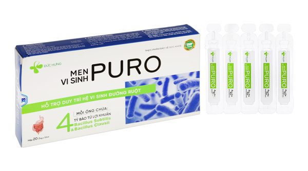 Men vi sinh Puro hỗ trợ duy trì hệ vi sinh đường ruột hộp 20 ống x 10ml