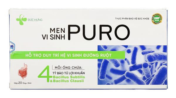 Men vi sinh Puro hỗ trợ duy trì hệ vi sinh đường ruột hộp 20 ống x 10ml