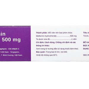 Metformin Stella 500mg trị đái tháo đường (3 vỉ x 10 viên)