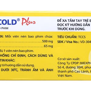 Mexcold Plus giảm đau, hạ sốt (10 vỉ x 10 viên)