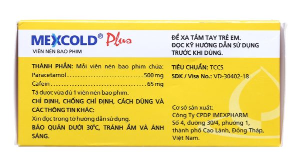 Mexcold Plus giảm đau, hạ sốt (10 vỉ x 10 viên)