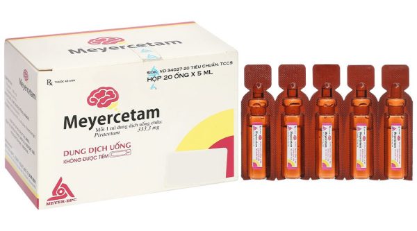 Dung dịch uống Meyercetam 333,3mg/ml điều trị giật rung cơ (20 ống x 5 ml)