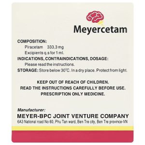 Dung dịch uống Meyercetam 333,3mg/ml điều trị giật rung cơ (20 ống x 5 ml)