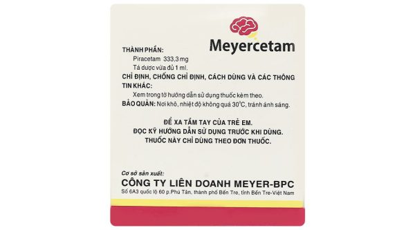 Dung dịch uống Meyercetam 333,3mg/ml điều trị giật rung cơ (20 ống x 5 ml)