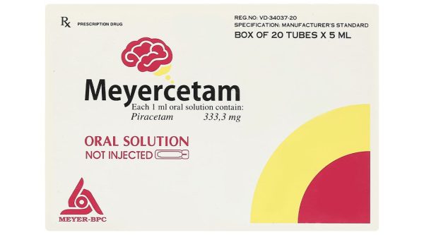 Dung dịch uống Meyercetam 333,3mg/ml điều trị giật rung cơ (20 ống x 5 ml)