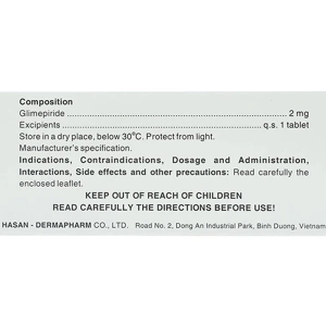 Miaryl 2mg điều trị tiểu đường type 2 (10 vỉ x 10 viên)