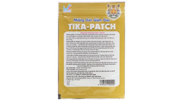 Miếng dán Tika-Patch giảm đau cơ, xương khớp (7cm x 10cm) gói 4 miếng