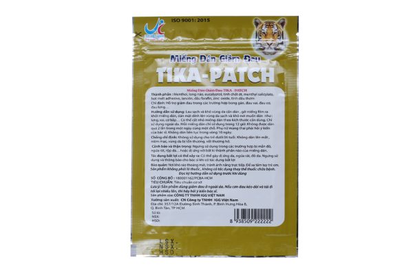 Miếng dán Tika-Patch giảm đau cơ, xương khớp (7cm x 10cm) gói 4 miếng